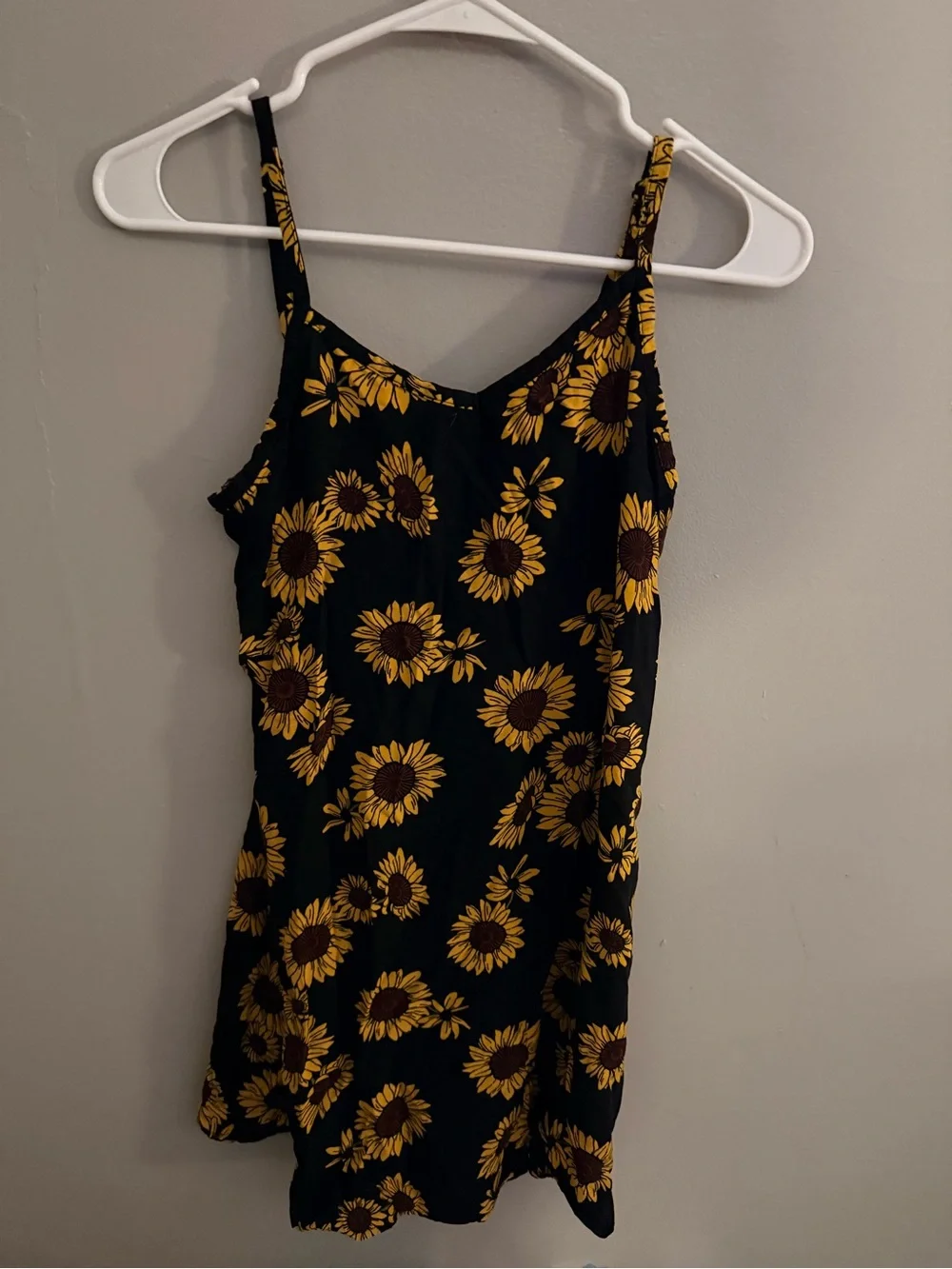 SO Black Sunflower Spaghetti Strap Dress - Yellow Floral